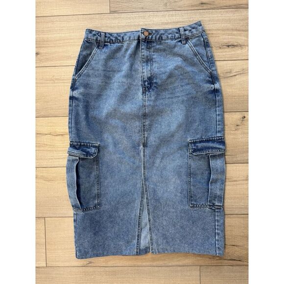 Love fire Maxi Denim slit Jean Skirt Women’s 13 School Fall - Picture 1 of 3